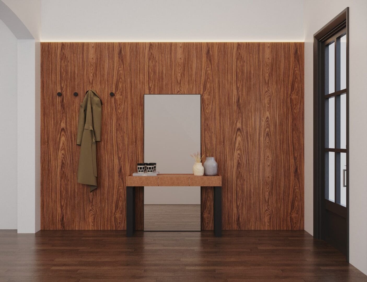 foyer-with-wall-panel-made-with-melamine-fiberboard